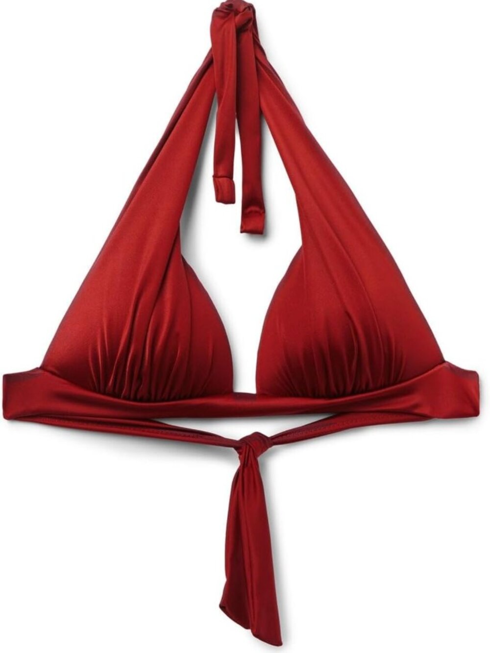 Shiny Satin Triangle Swimsuit Top with Graduated Padding - Perfect for Summer!